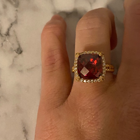 Lab created Ruby & 18k goldplated cushion cut NWT - Picture 4 of 11